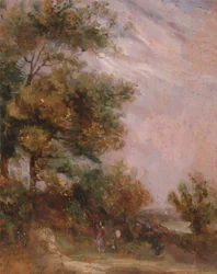 Paysage avec arbres et une figure (recto)